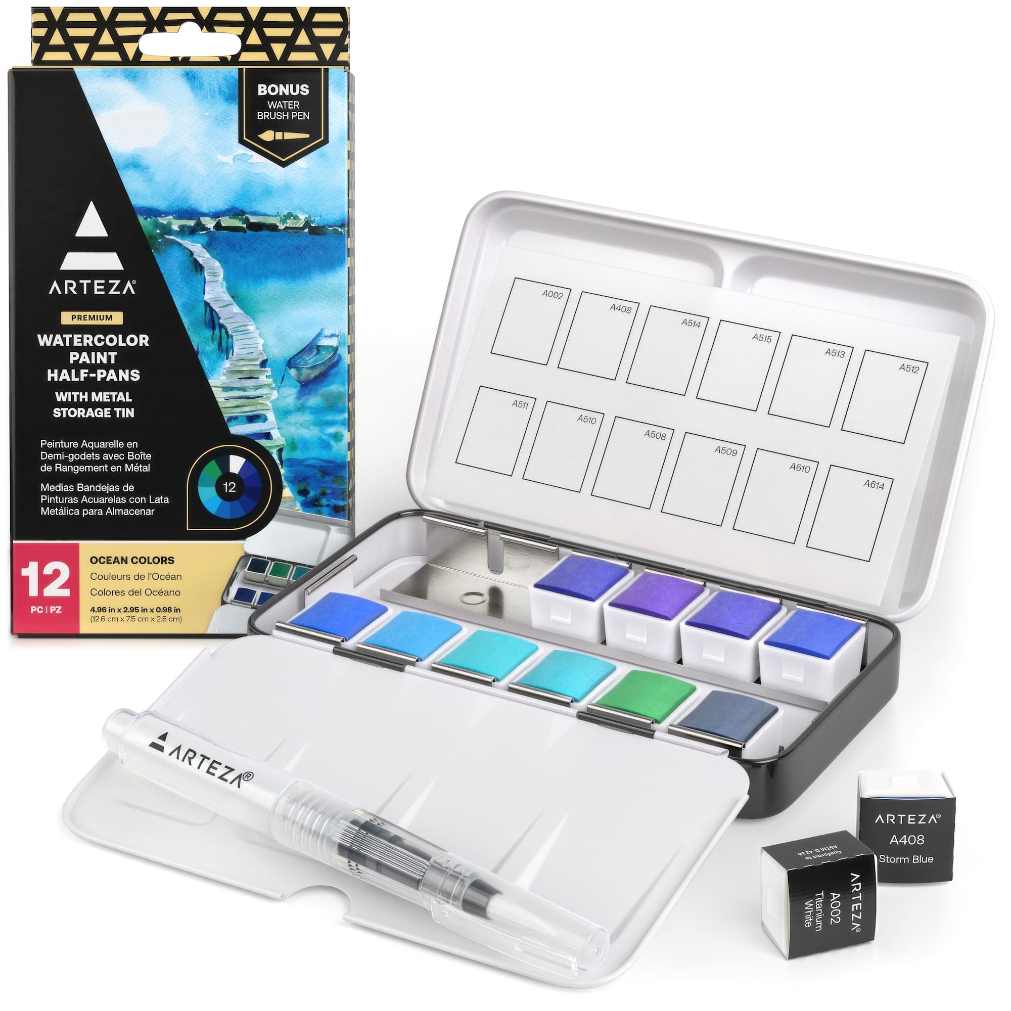 Arteza® Ocean Colors Watercolor Half Pan Set